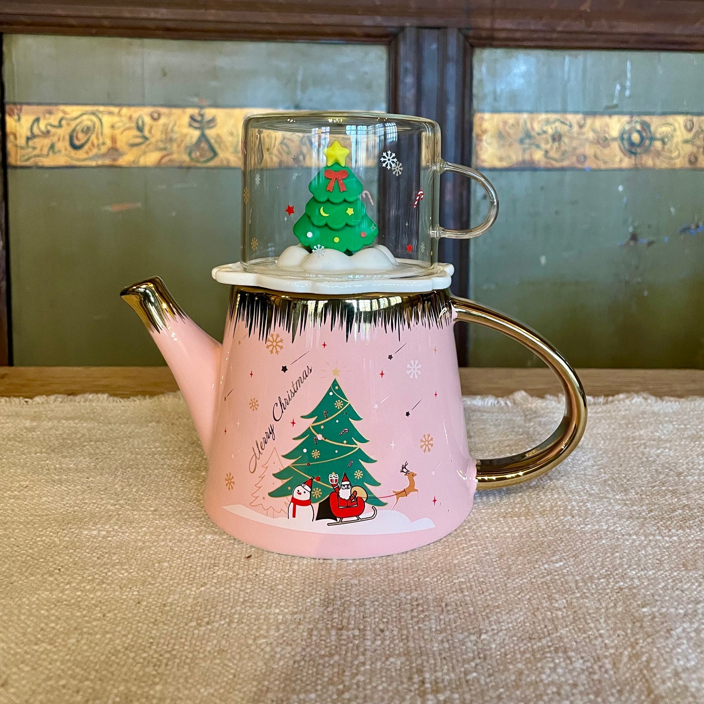 Christmas Teapot & Tea Cup Gift Set