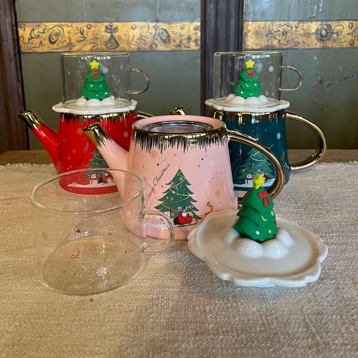 Christmas Teapot & Tea Cup Gift Set